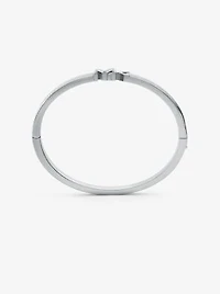 Platinum-Plated Brass Pavé Logo Bangle