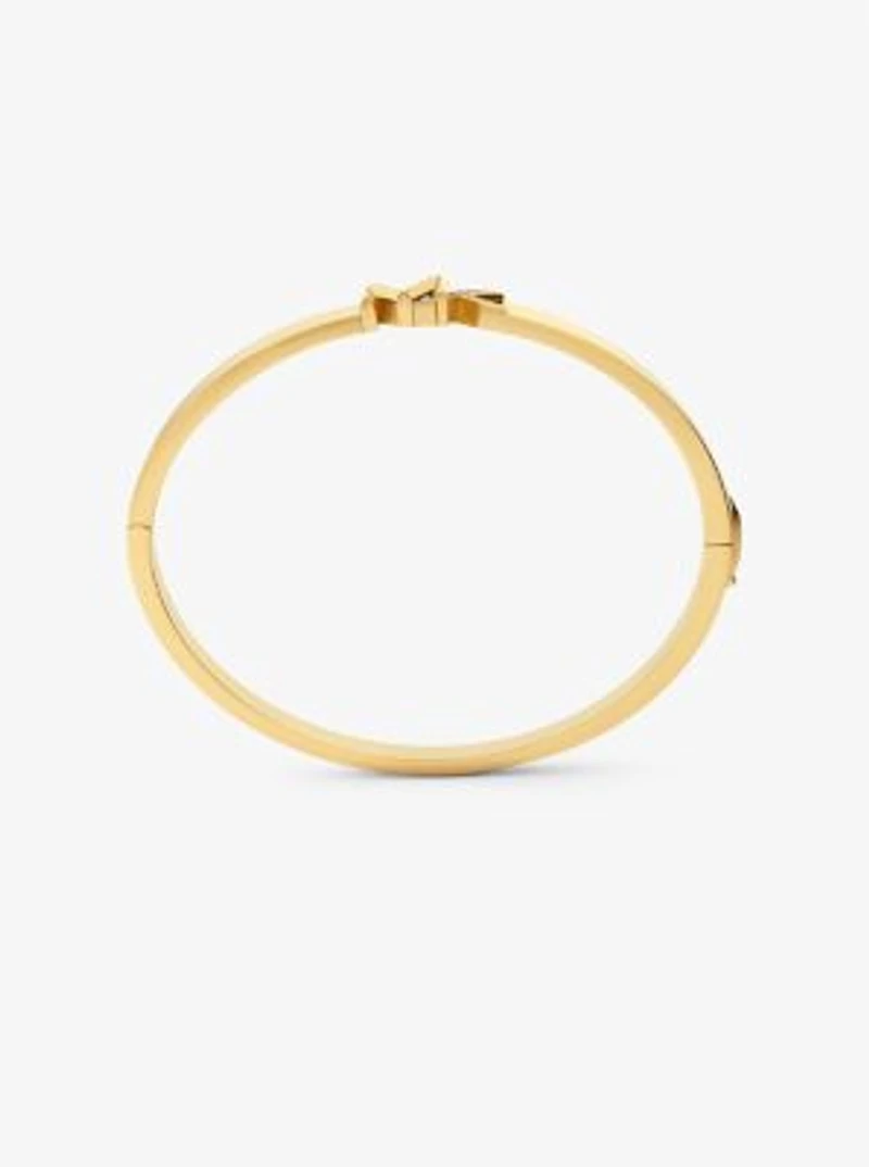Bracelet en laiton à placage en or 14K à pavé et à logo