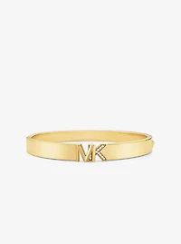 Bracelet en laiton à placage en or 14K à pavé et à logo