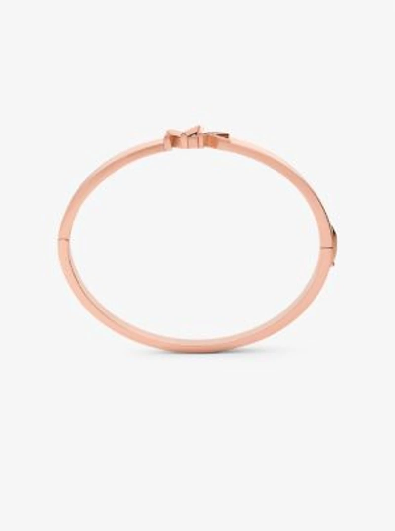 Bracelet en laiton à placage en or rose 14K à logo et à pavé