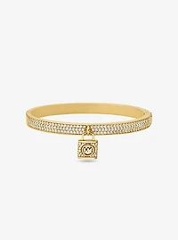 14K Gold-Plated Brass Pavé Lock Bangle