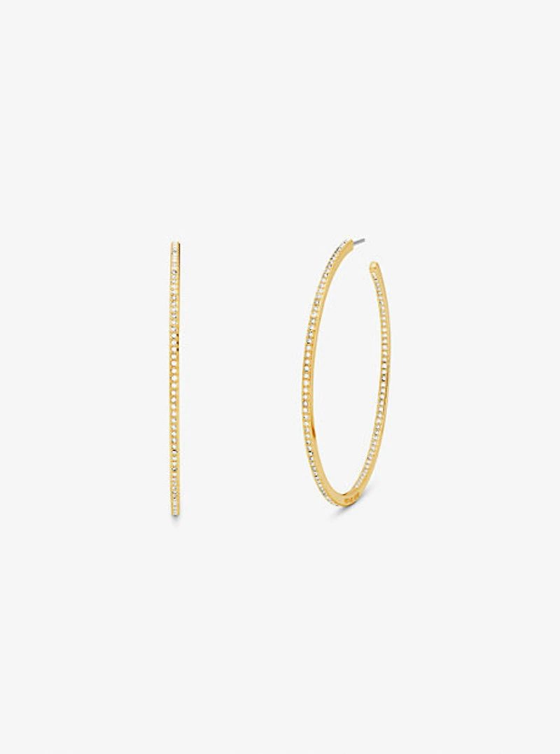 14K Gold-Plated Brass Pavé Hoop Earrings