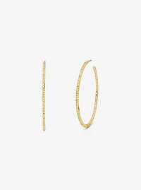 14K Gold-Plated Brass Pavé Hoop Earrings