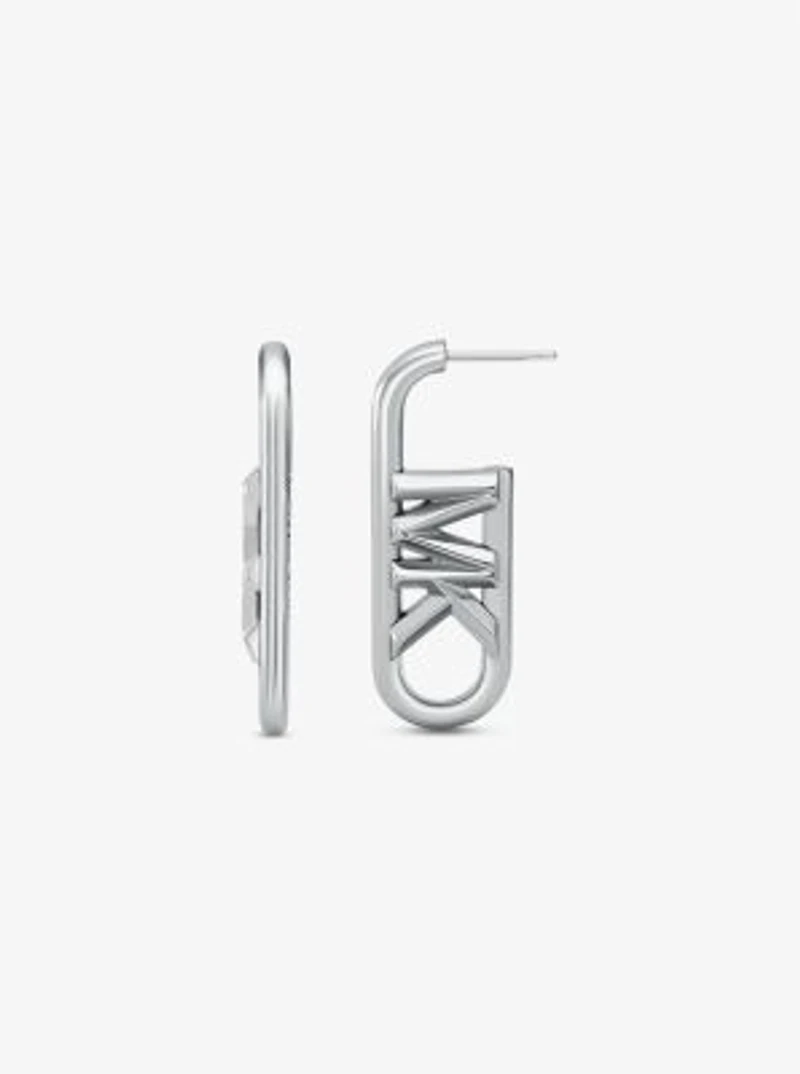 Precious Metal-Plated Brass Empire Logo Earrings