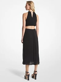 Pleated Georgette Cutout Dress