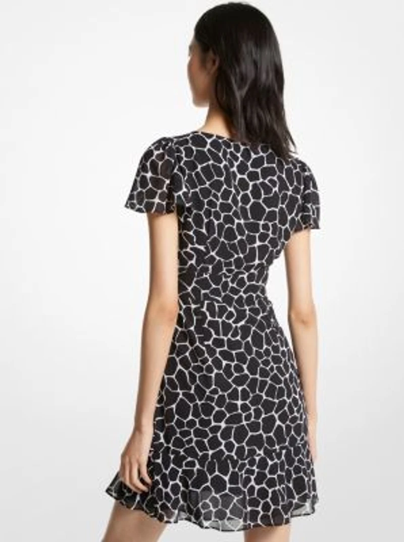 Animal Print Georgette Cutout Mini Dress