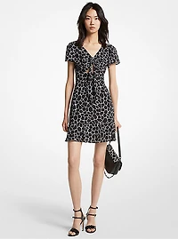 Animal Print Georgette Cutout Mini Dress