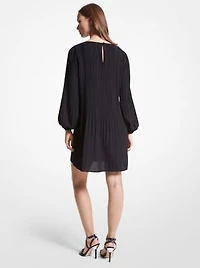 Pleated Crepe Mini Dress