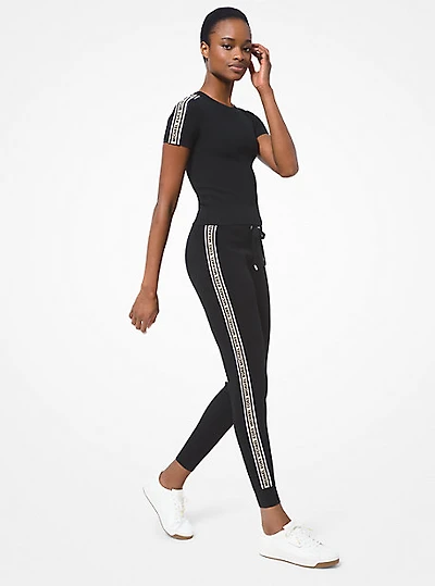 Logo Tape Textured Knit Joggers
