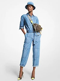 Combinaison en chambray à ceinture