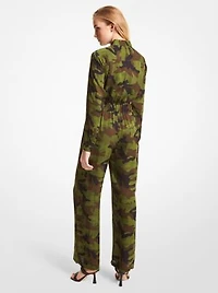 Combinaison en crêpe georgette de soie à motif camouflage