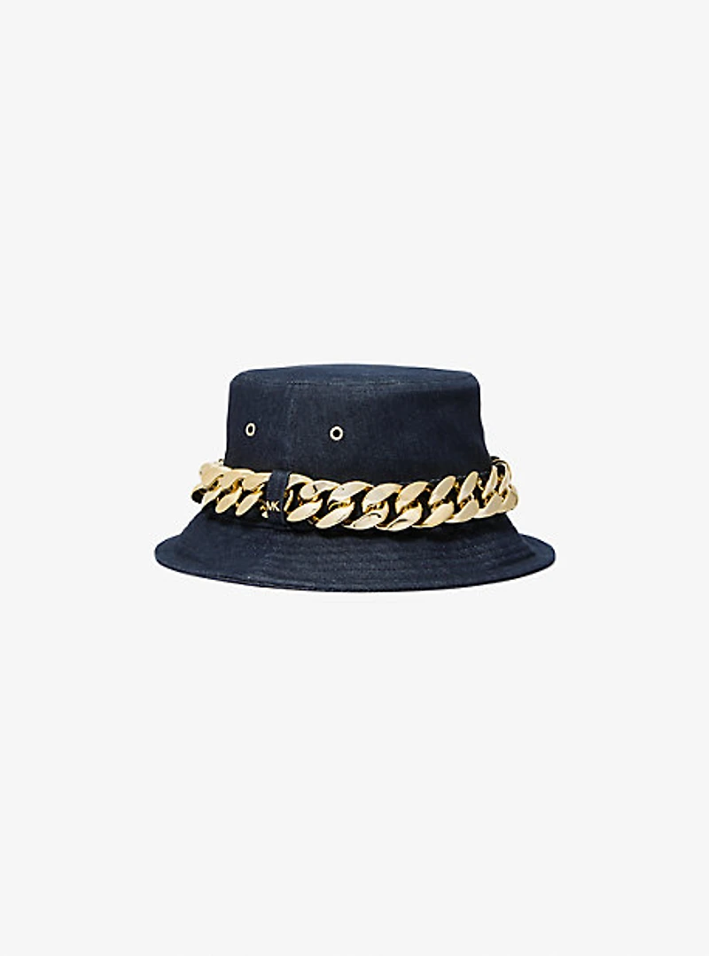 Chapeau cloche en denim orné