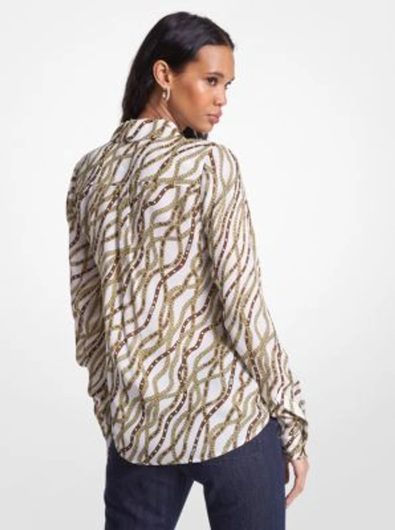 Blouse en crêpe georgette à imprimé de chaîne