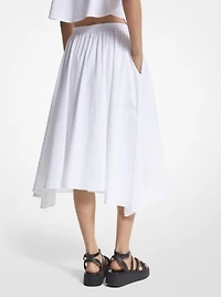 Stretch Organic Cotton Poplin Handkerchief Midi Skirt