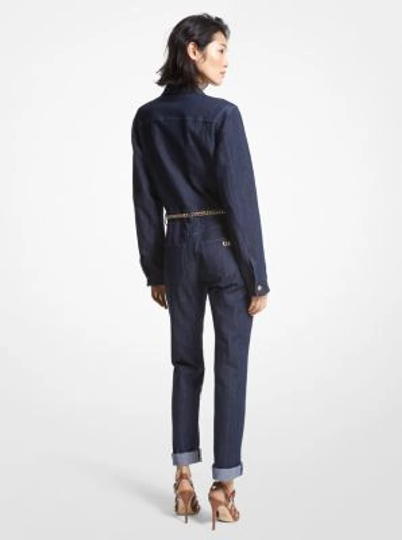Combinaison en denim à ceinture
