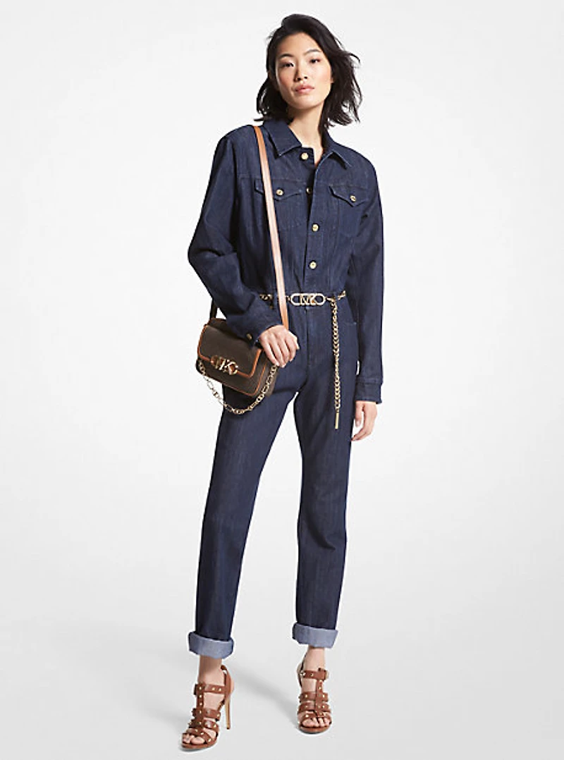 Combinaison en denim à ceinture
