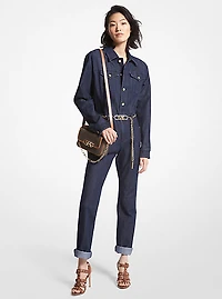 Combinaison en denim à ceinture