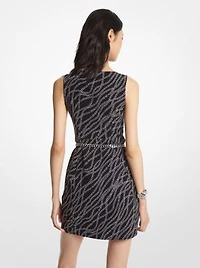 Status Print Stretch Twill Mini Dress