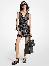 Status Print Stretch Twill Mini Dress