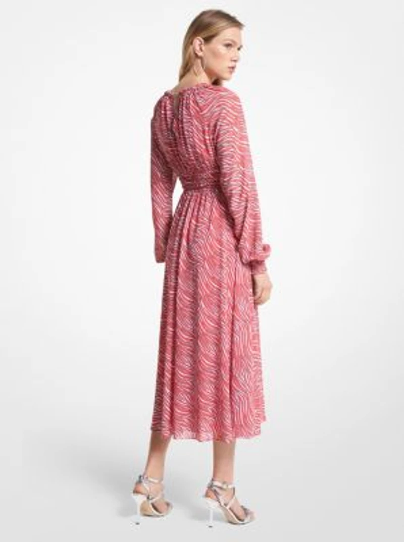 Robe mi-longue en crêpe georgette à imprimé zèbre