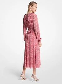 Robe mi-longue en crêpe georgette à imprimé zèbre