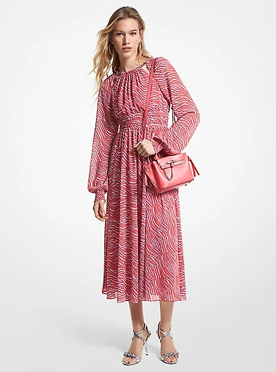 Zebra Print Georgette Midi Dress