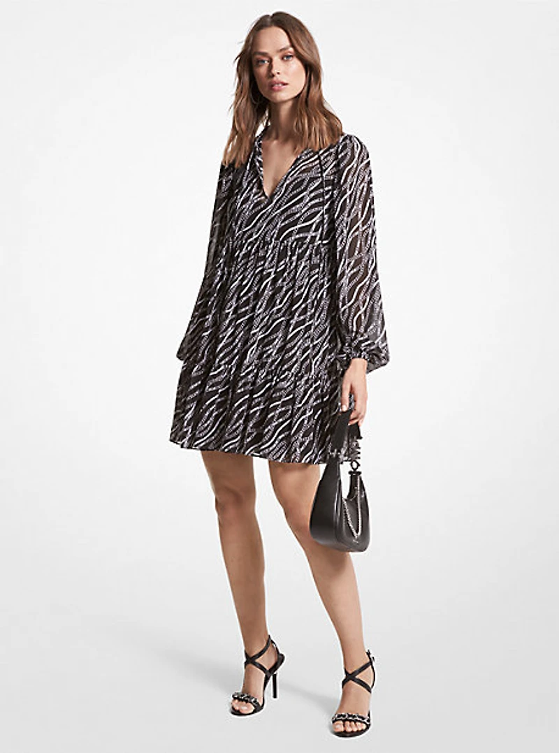 Status Print Georgette Babydoll Dress