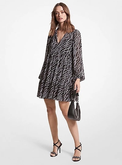 Status Print Georgette Babydoll Dress