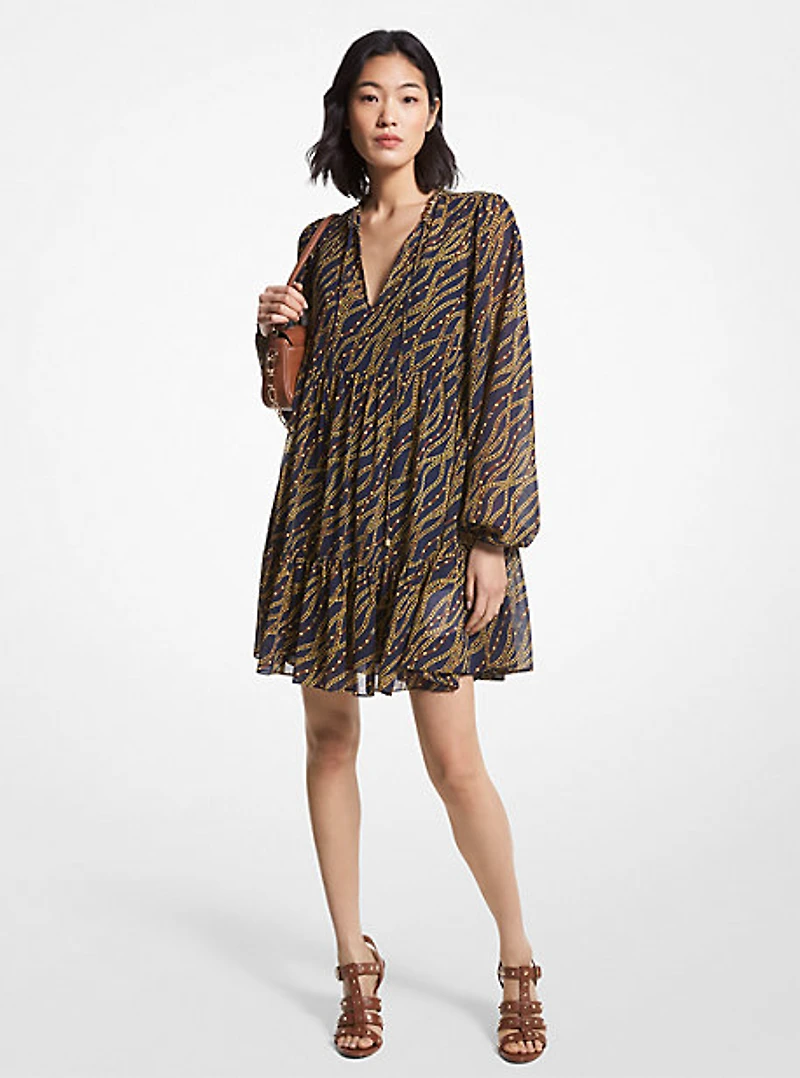 Status Print Georgette Babydoll Dress
