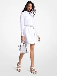 Organic Stretch Cotton Poplin Belted Shirtdress