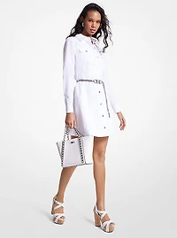 Organic Stretch Cotton Poplin Belted Shirtdress