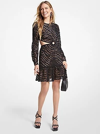 Robe en coton à œillets à motif zébré et à découpes