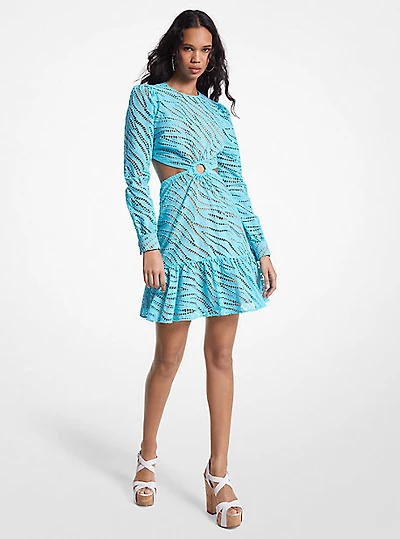 Zebra Eyelet Cotton Cutout Dress