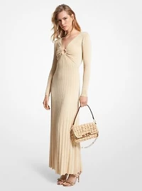 Robe longue en tricot extensible métallisé à anneau