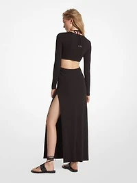 Robe longue en jersey mat à découpes