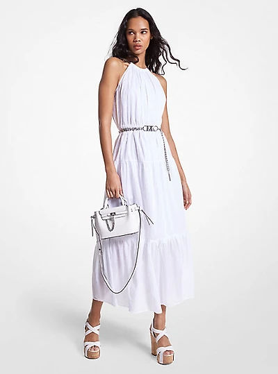 Chain Halter Cotton Lawn Midi Dress