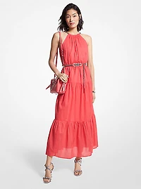 Chain Halter Cotton Lawn Midi Dress