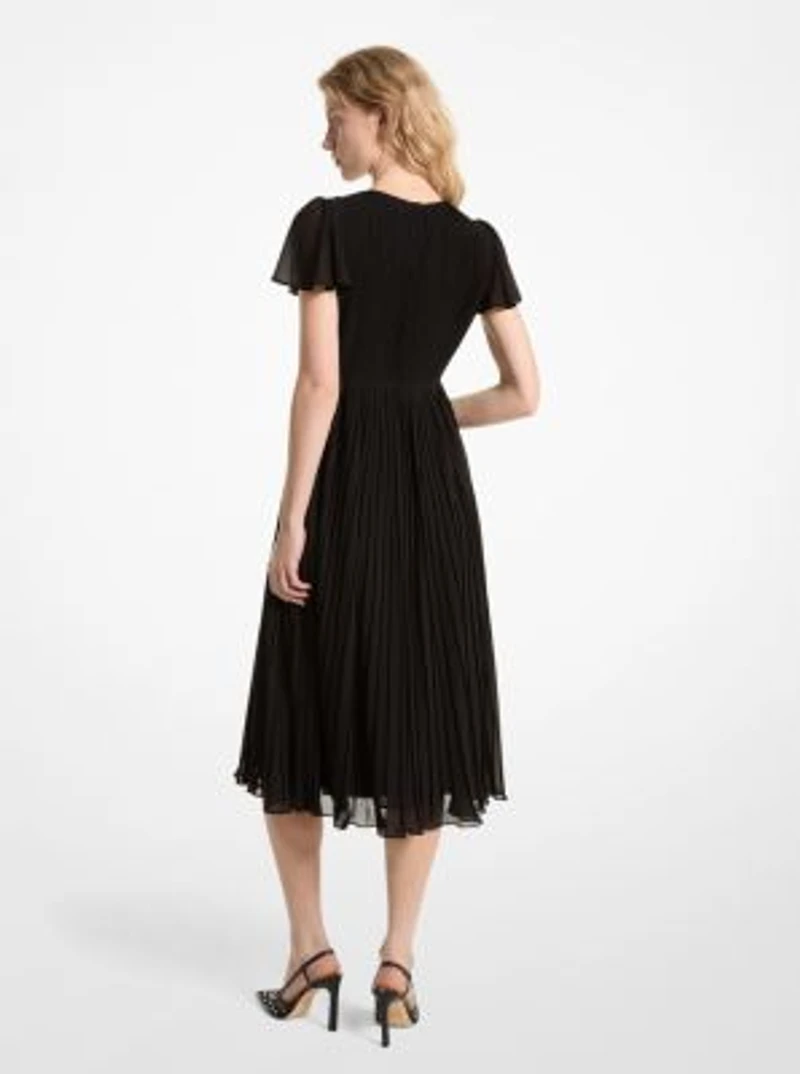Pleated Georgette Midi Dress