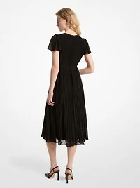 Pleated Georgette Midi Dress