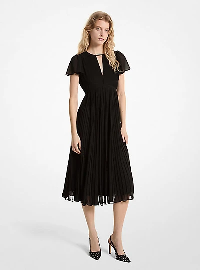 Pleated Georgette Midi Dress