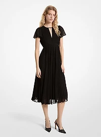 Pleated Georgette Midi Dress