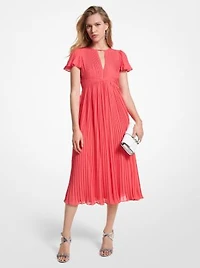 Pleated Georgette Midi Dress