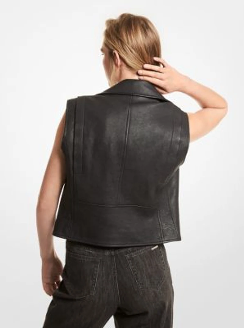 Gilet de moto en cuir grainé
