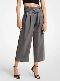 Striped Stretch Wool Cropped Trousers
