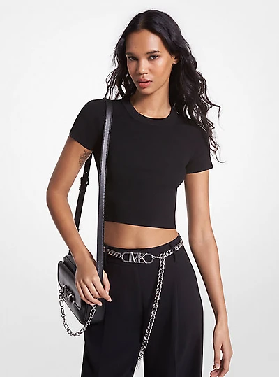ribbed stretch viscose belted bustier dress Michael Kors Ribbed Stretch Viscose Belted Bustier Dress