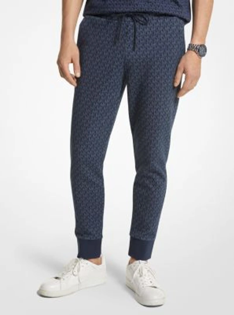 Pantalon de sport en mélange de coton à logo