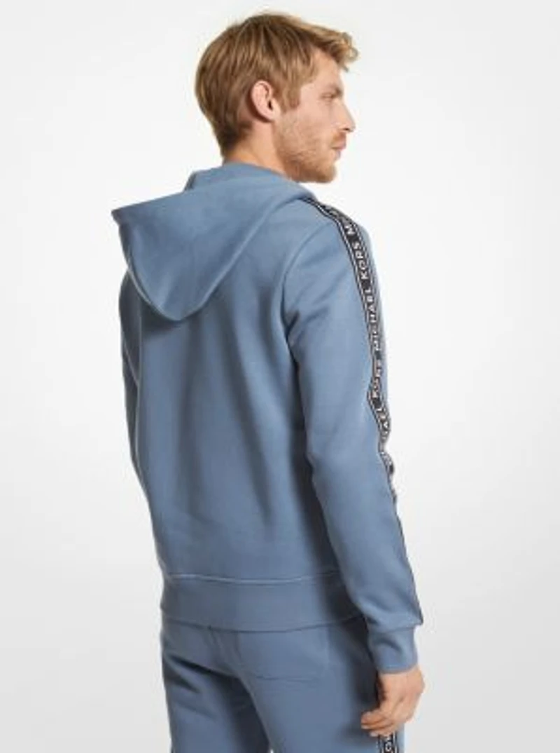 Logo Tape Cotton Blend Zip-Up Hoodie