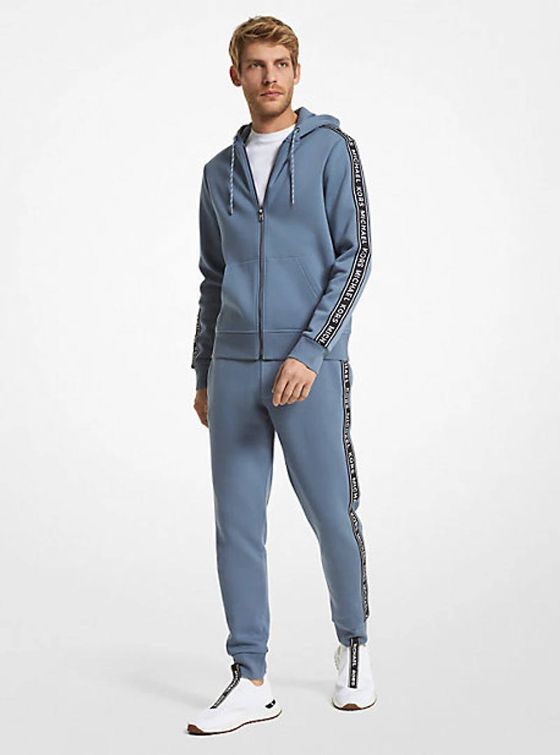 Logo Tape Cotton Blend Zip-Up Hoodie