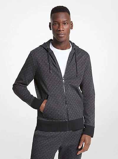 Logo Cotton Blend Zip-Up Hoodie