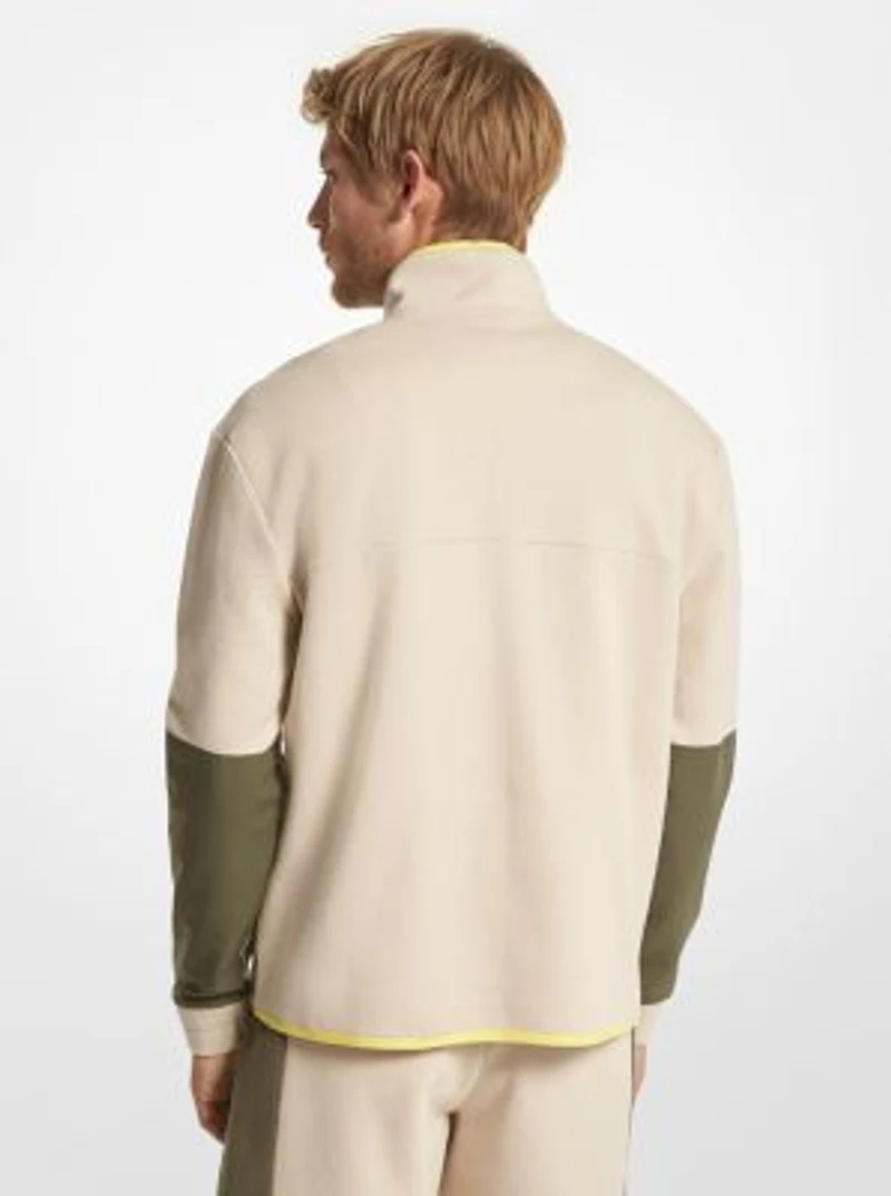Pull molletonné en mélange de coton à demi-fermeture éclair